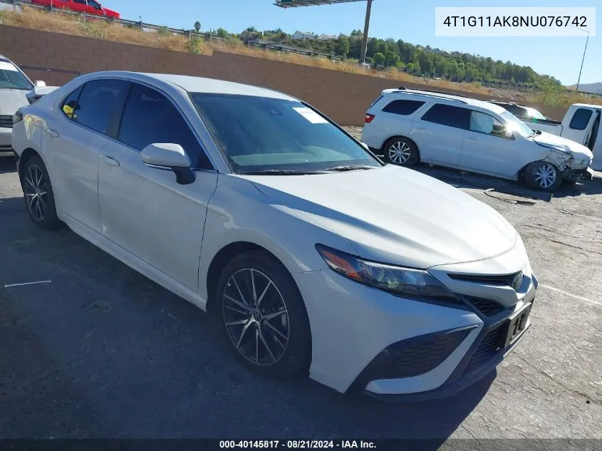 2022 Toyota Camry Se VIN: 4T1G11AK8NU076742 Lot: 40145817