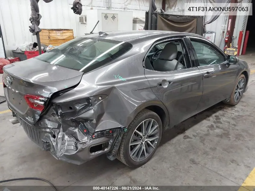 2022 Toyota Camry Xle VIN: 4T1F31AKXNU597063 Lot: 40147226