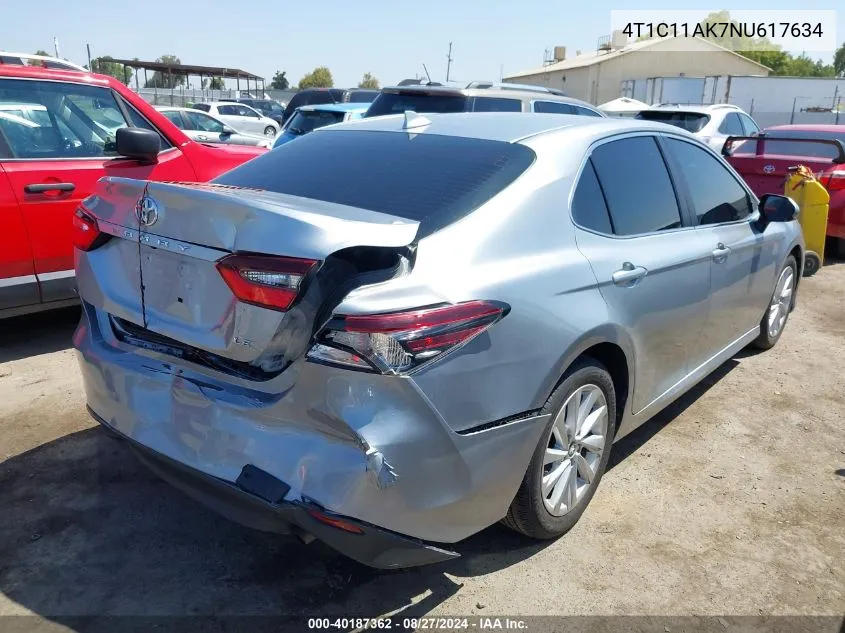 2022 Toyota Camry Le VIN: 4T1C11AK7NU617634 Lot: 40187362