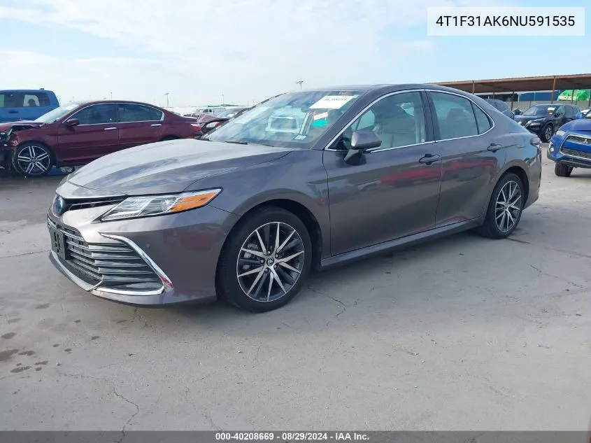 2022 Toyota Camry Xle Hybrid VIN: 4T1F31AK6NU591535 Lot: 40208669