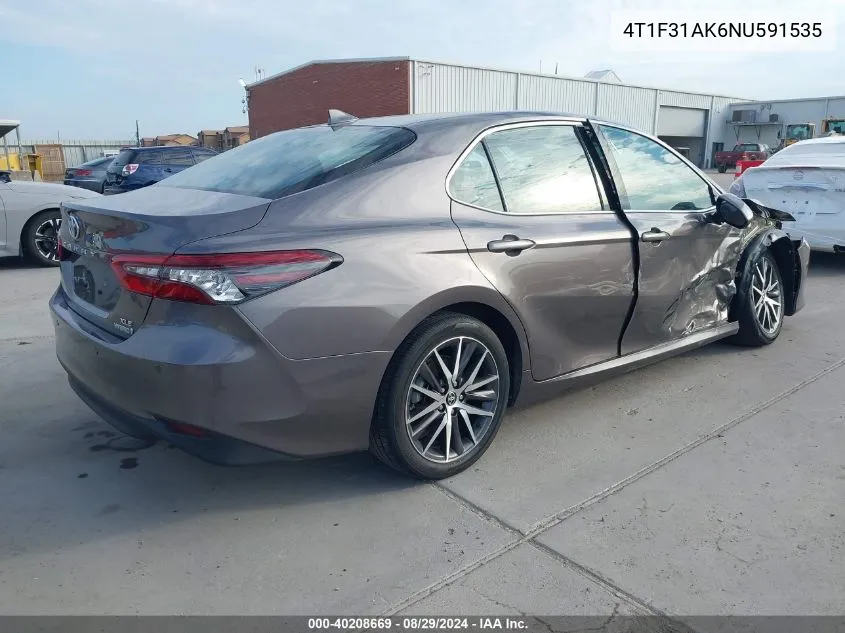 2022 Toyota Camry Xle Hybrid VIN: 4T1F31AK6NU591535 Lot: 40208669