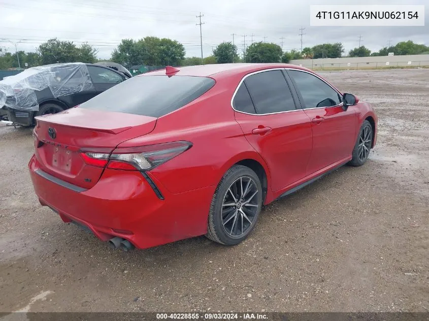 2022 Toyota Camry Se VIN: 4T1G11AK9NU062154 Lot: 40228555