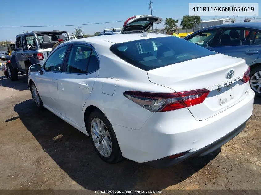 2022 Toyota Camry Le VIN: 4T1R11AK6NU654619 Lot: 40252296