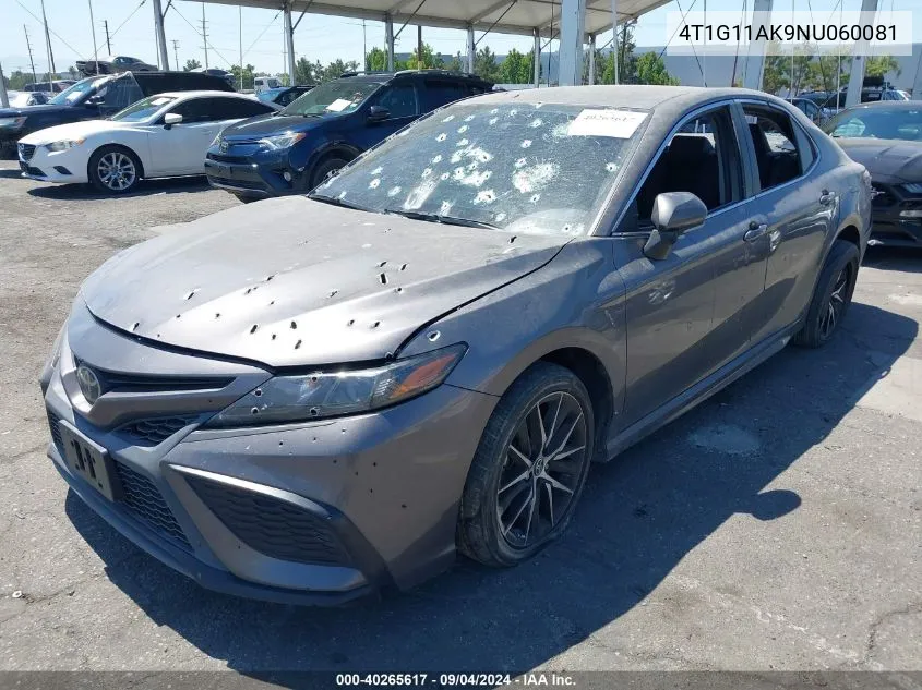 2022 Toyota Camry Se/Se Night Shade VIN: 4T1G11AK9NU060081 Lot: 40265617