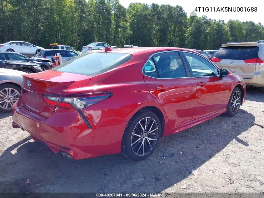 2022 Toyota Camry Se VIN: 4T1G11AK5NU001688 Lot: 40267941