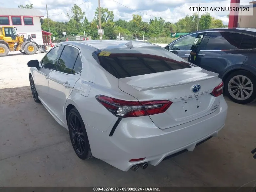 2022 Toyota Camry Xse Hybrid VIN: 4T1K31AK7NU590120 Lot: 40274573