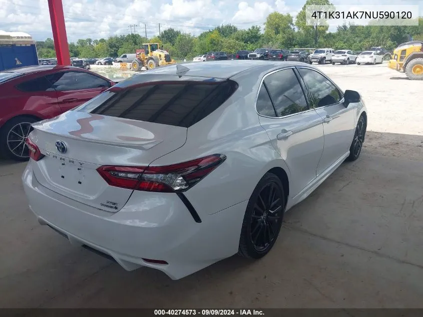 2022 Toyota Camry Xse Hybrid VIN: 4T1K31AK7NU590120 Lot: 40274573