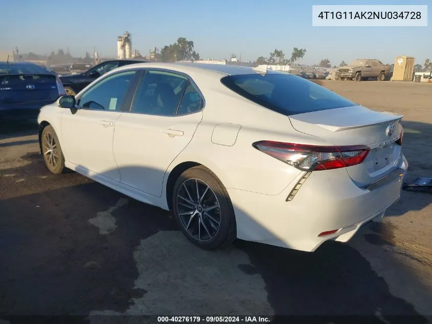 2022 Toyota Camry Se VIN: 4T1G11AK2NU034728 Lot: 40276179