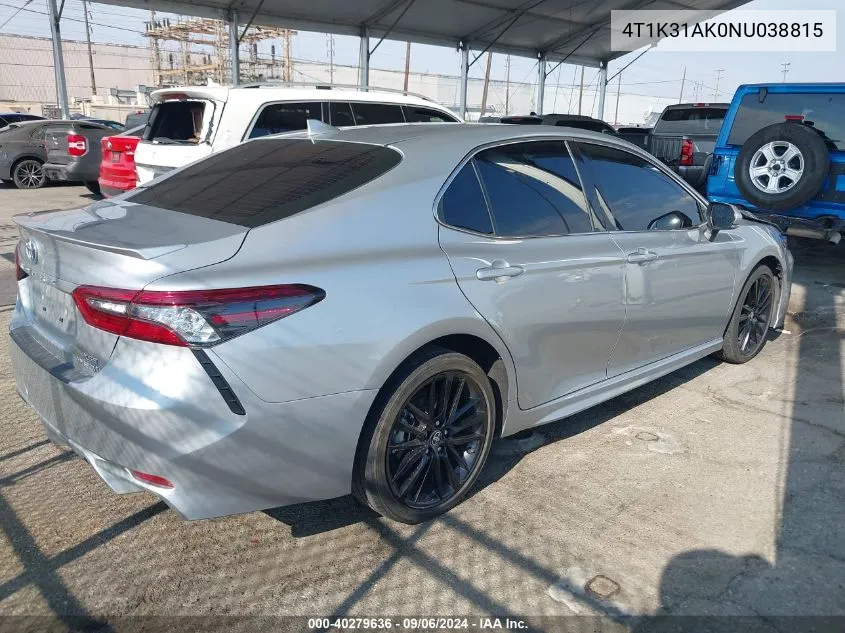 4T1K31AK0NU038815 2022 Toyota Camry Xse Hybrid