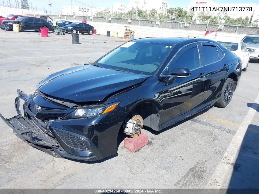 4T1T11AK7NU713778 2022 Toyota Camry Se