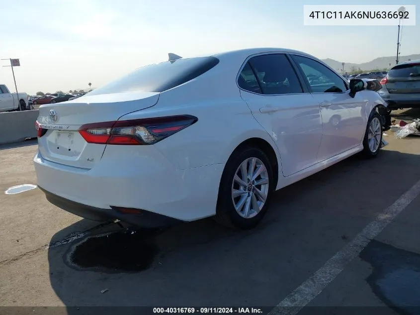 2022 Toyota Camry Le VIN: 4T1C11AK6NU636692 Lot: 40316769