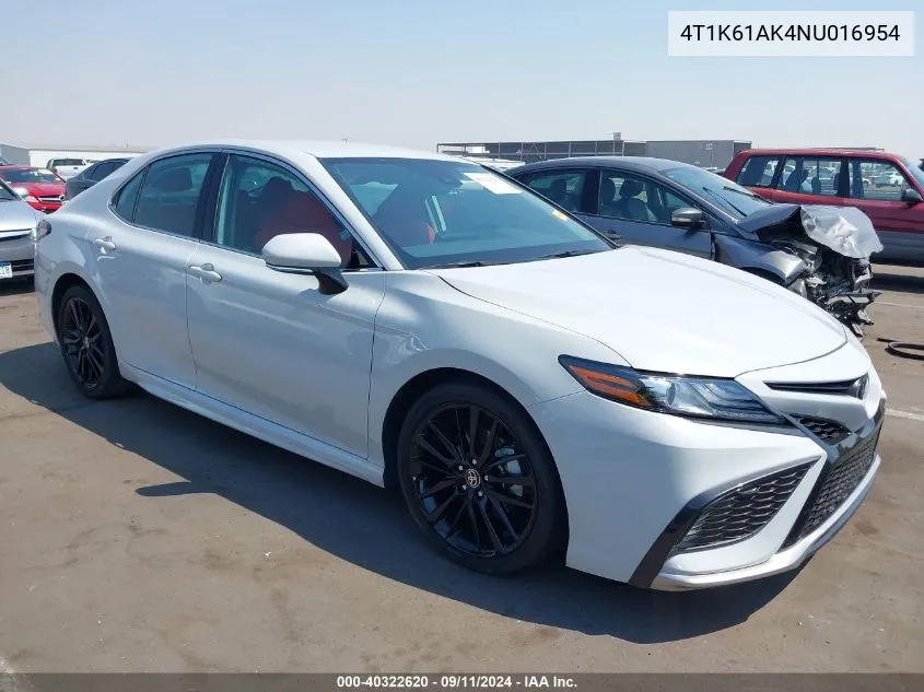 2022 Toyota Camry Xse VIN: 4T1K61AK4NU016954 Lot: 40322620