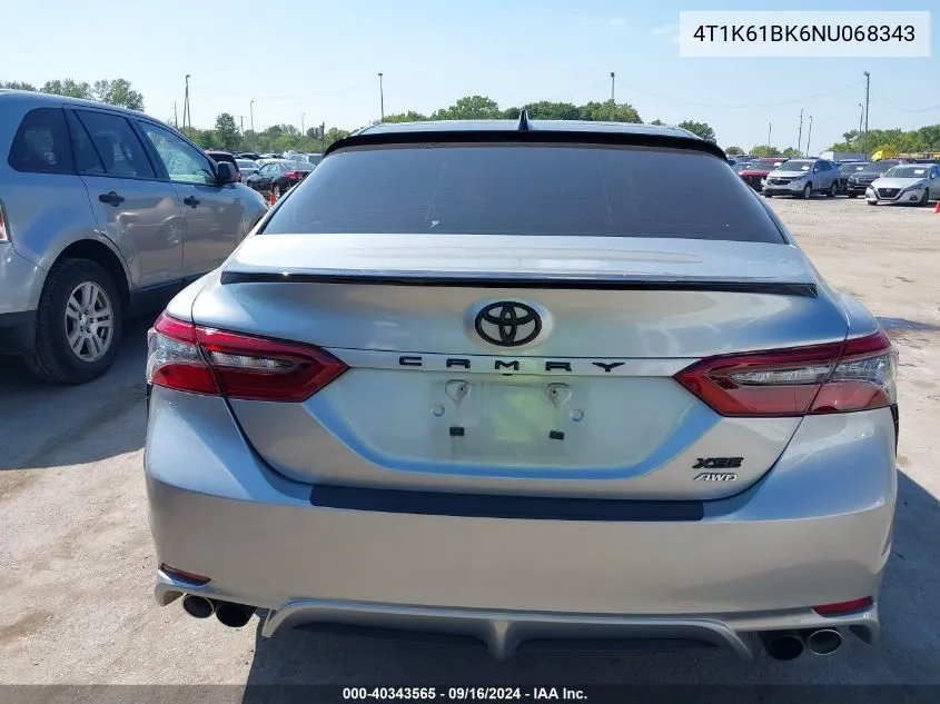 2022 Toyota Camry Xse Awd VIN: 4T1K61BK6NU068343 Lot: 40343565