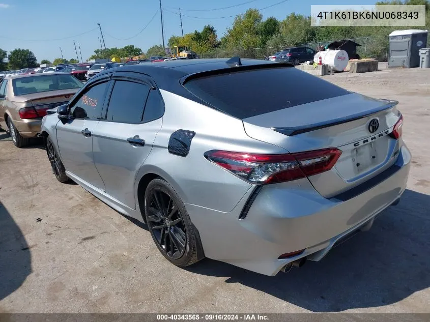 2022 Toyota Camry Xse Awd VIN: 4T1K61BK6NU068343 Lot: 40343565