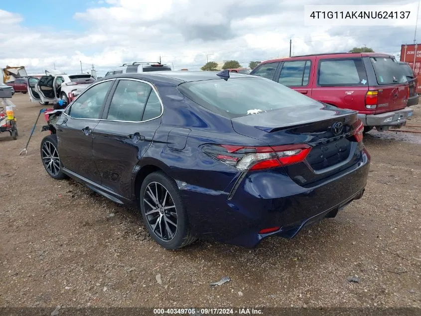 4T1G11AK4NU624137 2022 Toyota Camry Se