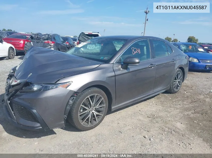 2022 Toyota Camry Se VIN: 4T1G11AKXNU045587 Lot: 40388241