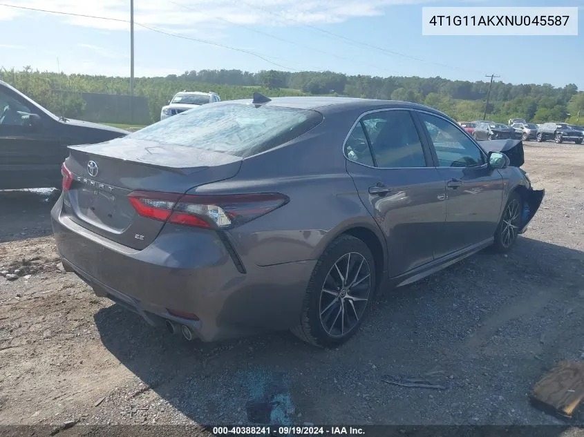 2022 Toyota Camry Se VIN: 4T1G11AKXNU045587 Lot: 40388241