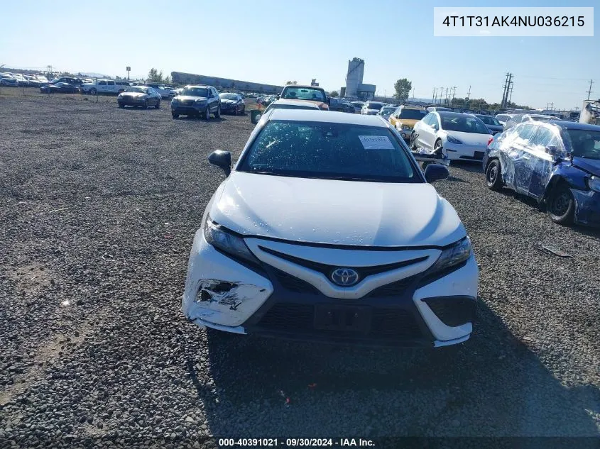 2022 Toyota Camry Nightshade Edition Hybrid VIN: 4T1T31AK4NU036215 Lot: 40391021