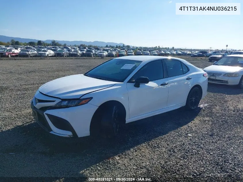 2022 Toyota Camry Nightshade Edition Hybrid VIN: 4T1T31AK4NU036215 Lot: 40391021