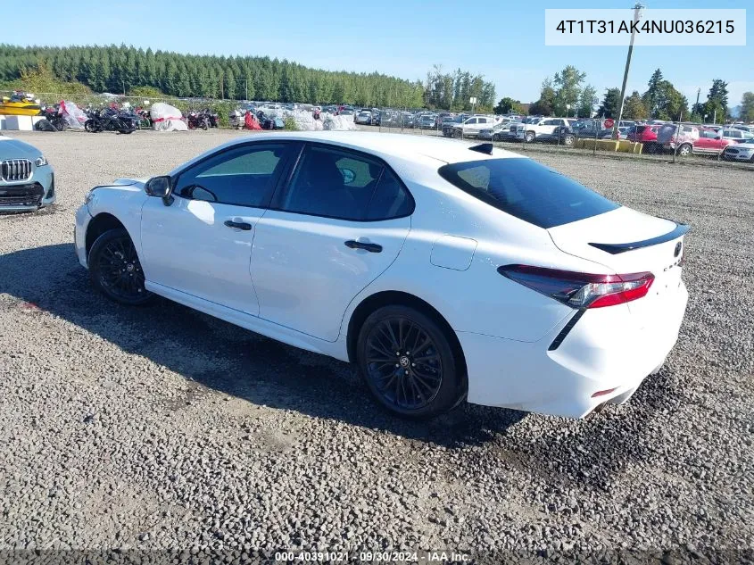 2022 Toyota Camry Nightshade Edition Hybrid VIN: 4T1T31AK4NU036215 Lot: 40391021