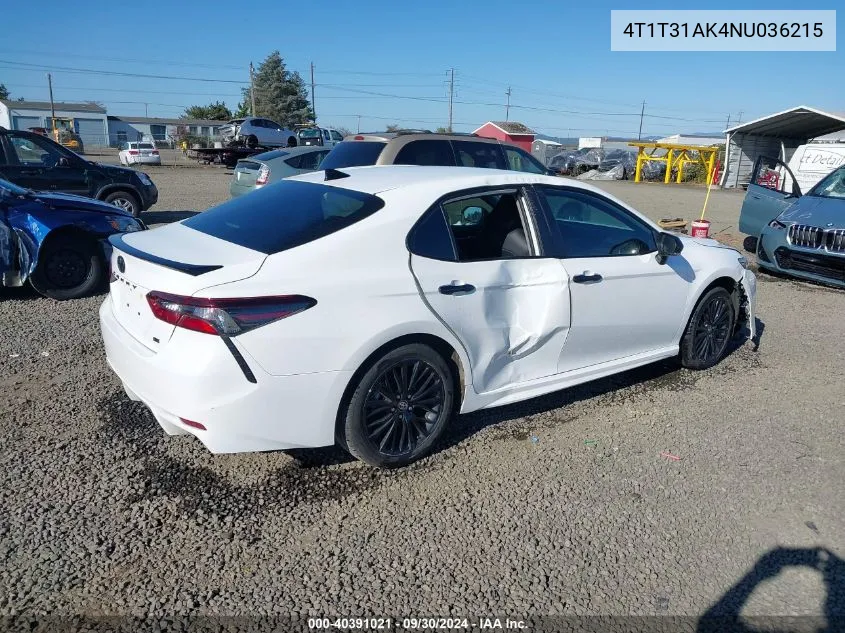 2022 Toyota Camry Nightshade Edition Hybrid VIN: 4T1T31AK4NU036215 Lot: 40391021