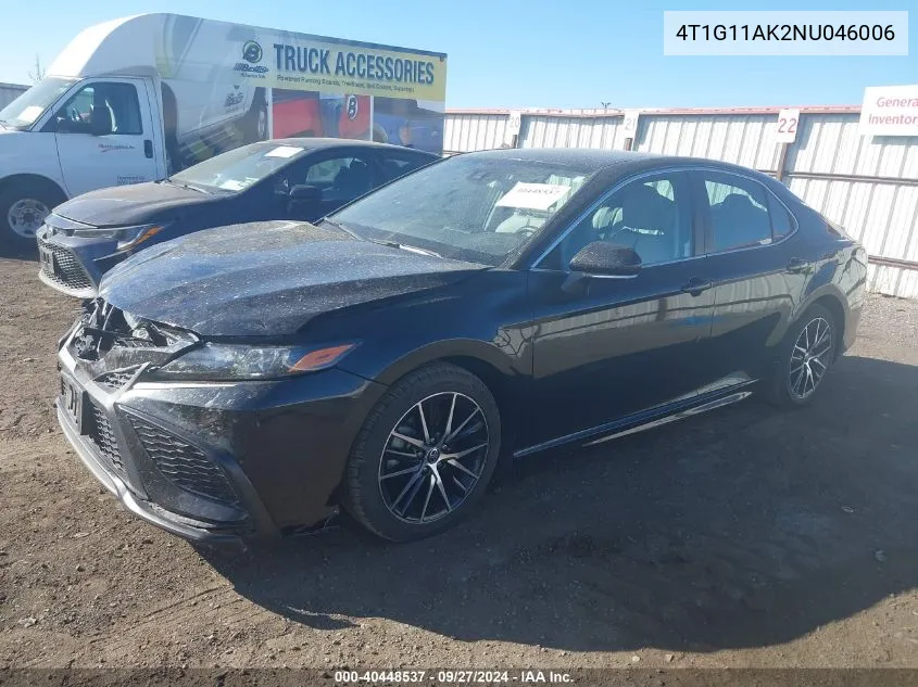 2022 Toyota Camry Se VIN: 4T1G11AK2NU046006 Lot: 40448537