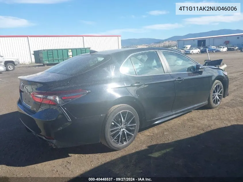 4T1G11AK2NU046006 2022 Toyota Camry Se