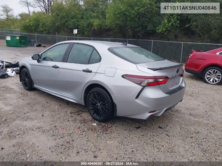 2022 Toyota Camry Se Nightshade Edition VIN: 4T1G11AK5NU040846 Lot: 40456387