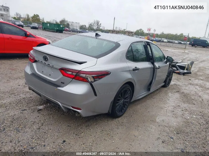 2022 Toyota Camry Se Nightshade Edition VIN: 4T1G11AK5NU040846 Lot: 40456387