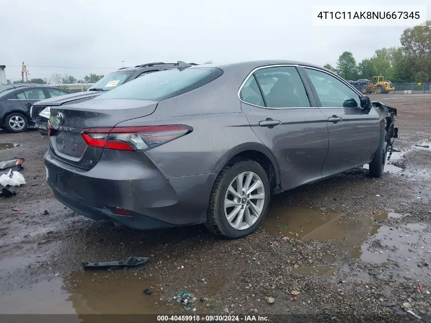 2022 Toyota Camry Le VIN: 4T1C11AK8NU667345 Lot: 40459918