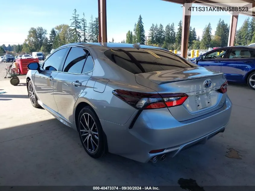 2022 Toyota Camry Se Hybrid VIN: 4T1S31AK8NU588523 Lot: 40473374