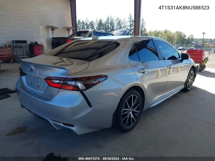 2022 Toyota Camry Se Hybrid VIN: 4T1S31AK8NU588523 Lot: 40473374