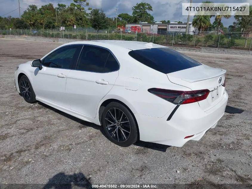 2022 Toyota Camry Se/Se Night Shade VIN: 4T1G11AK8NU715427 Lot: 40475582