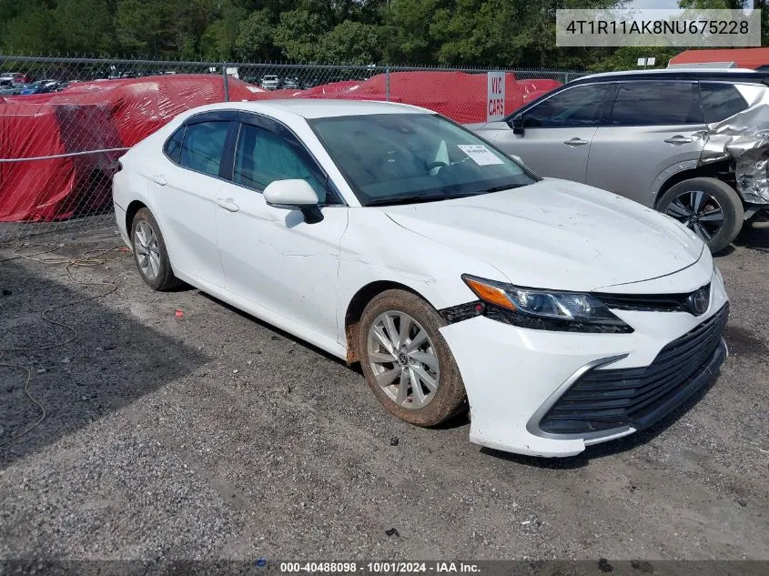 2022 Toyota Camry Le VIN: 4T1R11AK8NU675228 Lot: 40488098