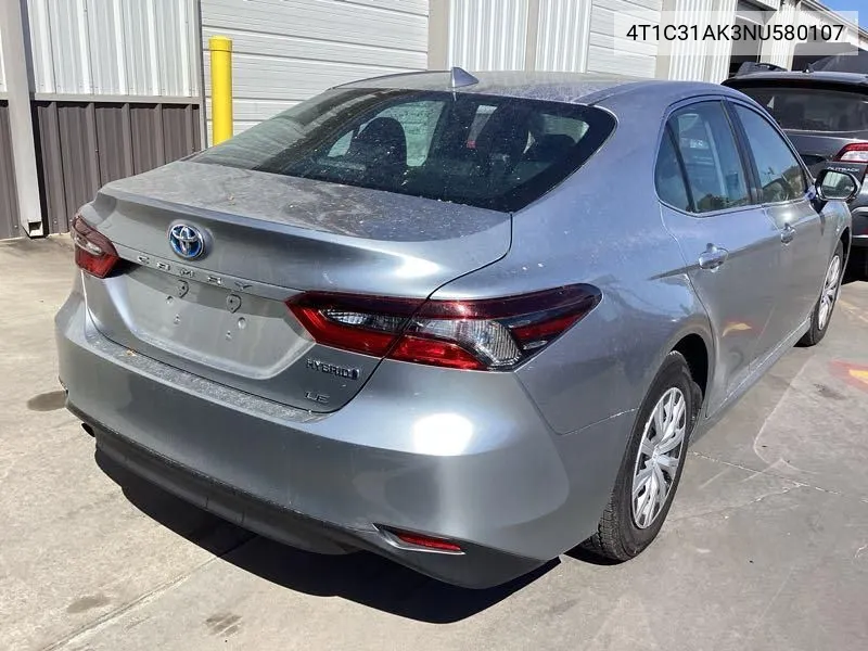 4T1C31AK3NU580107 2022 Toyota Camry Le Hybrid