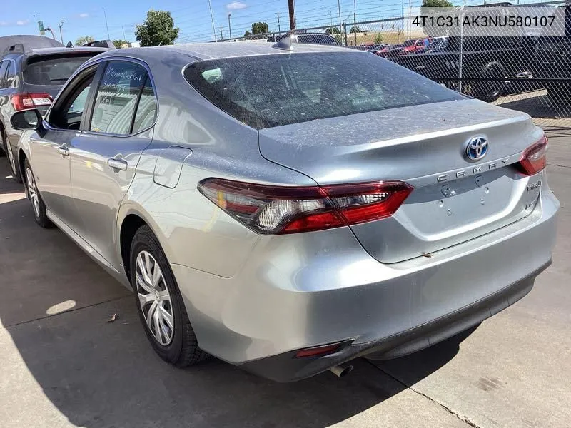 4T1C31AK3NU580107 2022 Toyota Camry Le Hybrid