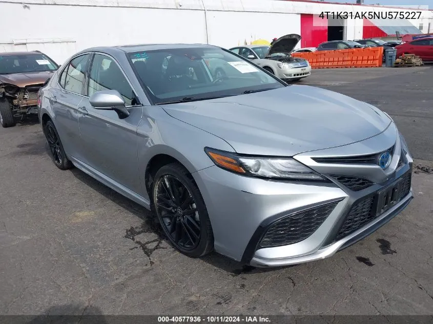 2022 Toyota Camry Xse Hybrid VIN: 4T1K31AK5NU575227 Lot: 40577936