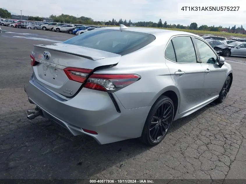 2022 Toyota Camry Xse Hybrid VIN: 4T1K31AK5NU575227 Lot: 40577936