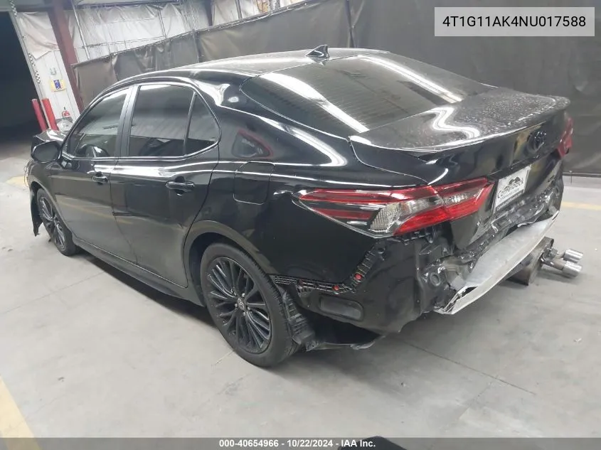 2022 Toyota Camry Se Nightshade Edition VIN: 4T1G11AK4NU017588 Lot: 40654966