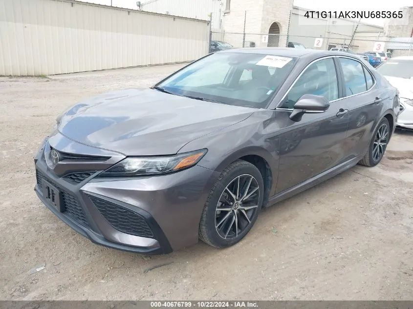 2022 Toyota Camry Se VIN: 4T1G11AK3NU685365 Lot: 40676799