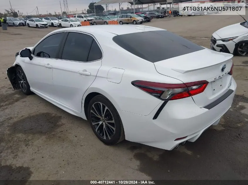 2022 Toyota Camry Hybrid VIN: 4T1G31AK6NU571807 Lot: 40712441