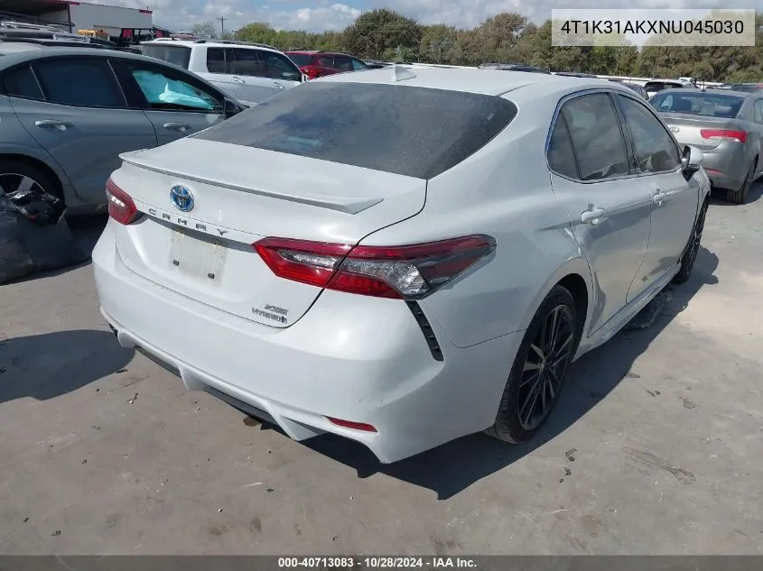 2022 Toyota Camry Xse Hybrid VIN: 4T1K31AKXNU045030 Lot: 40713083