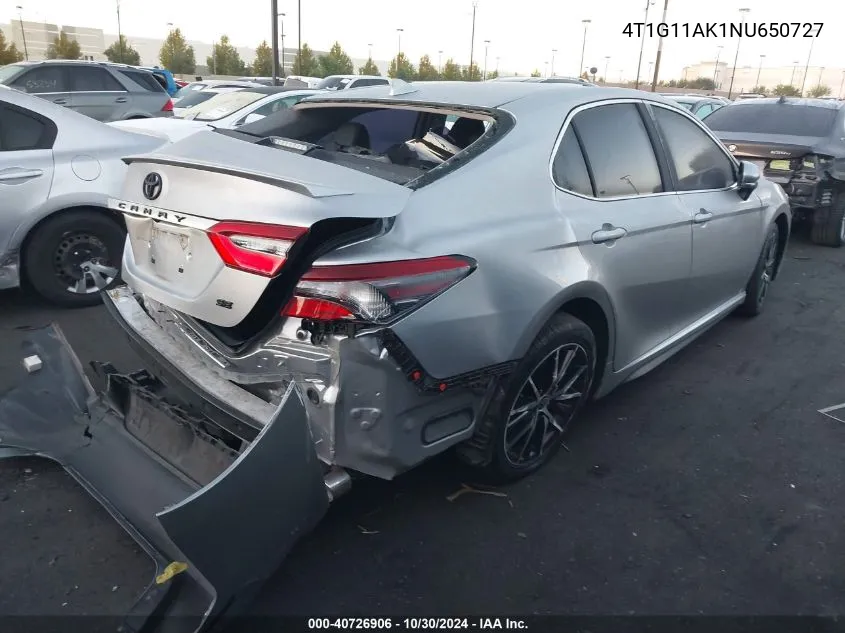 2022 Toyota Camry Se VIN: 4T1G11AK1NU650727 Lot: 40726906