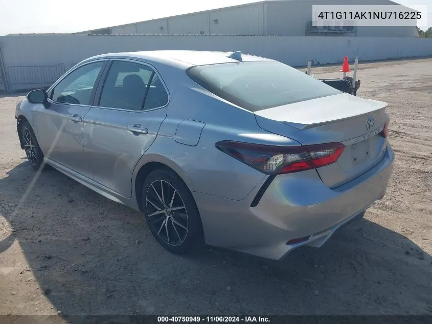 2022 Toyota Camry Se VIN: 4T1G11AK1NU716225 Lot: 40750949