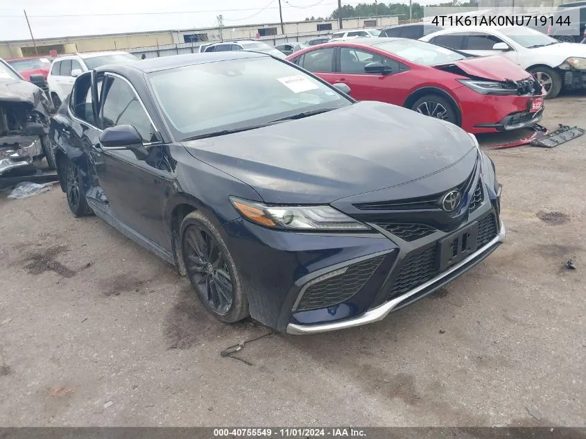 2022 Toyota Camry Xse VIN: 4T1K61AK0NU719144 Lot: 40755549