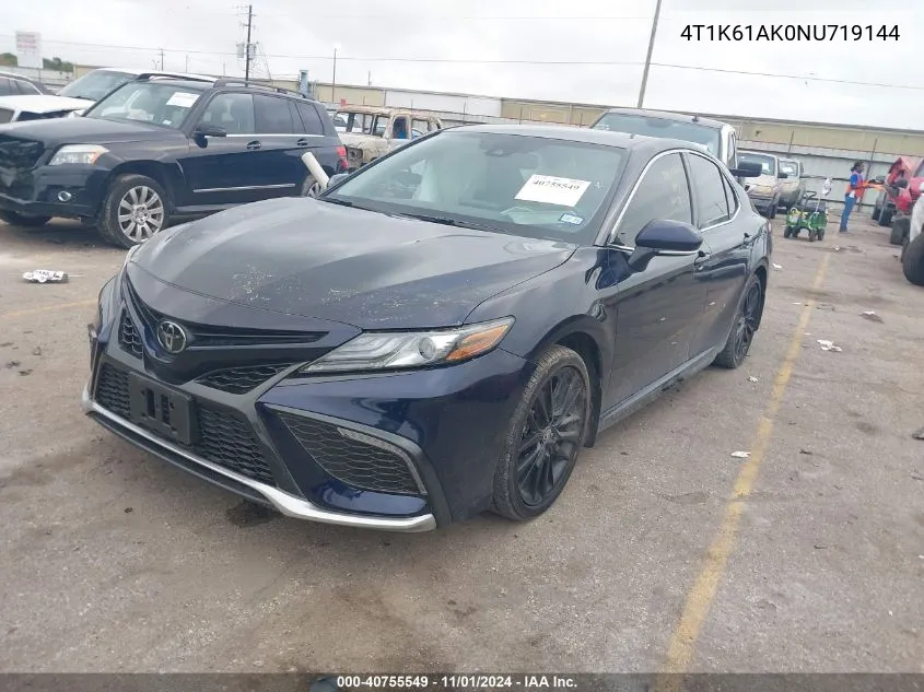 2022 Toyota Camry Xse VIN: 4T1K61AK0NU719144 Lot: 40755549