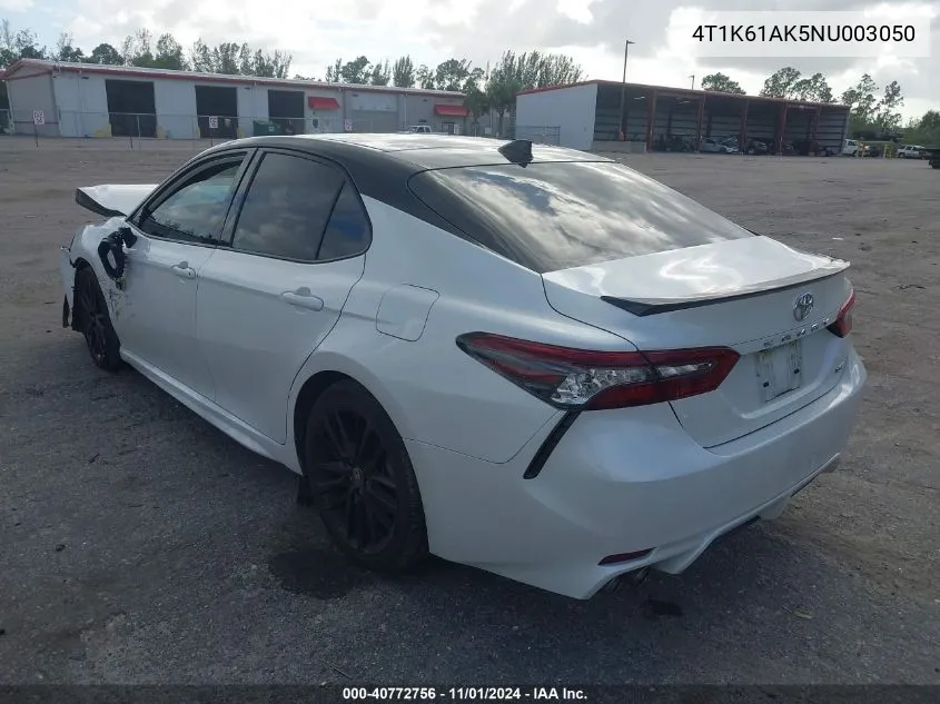 2022 Toyota Camry Xse VIN: 4T1K61AK5NU003050 Lot: 40772756