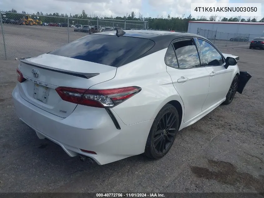 2022 Toyota Camry Xse VIN: 4T1K61AK5NU003050 Lot: 40772756