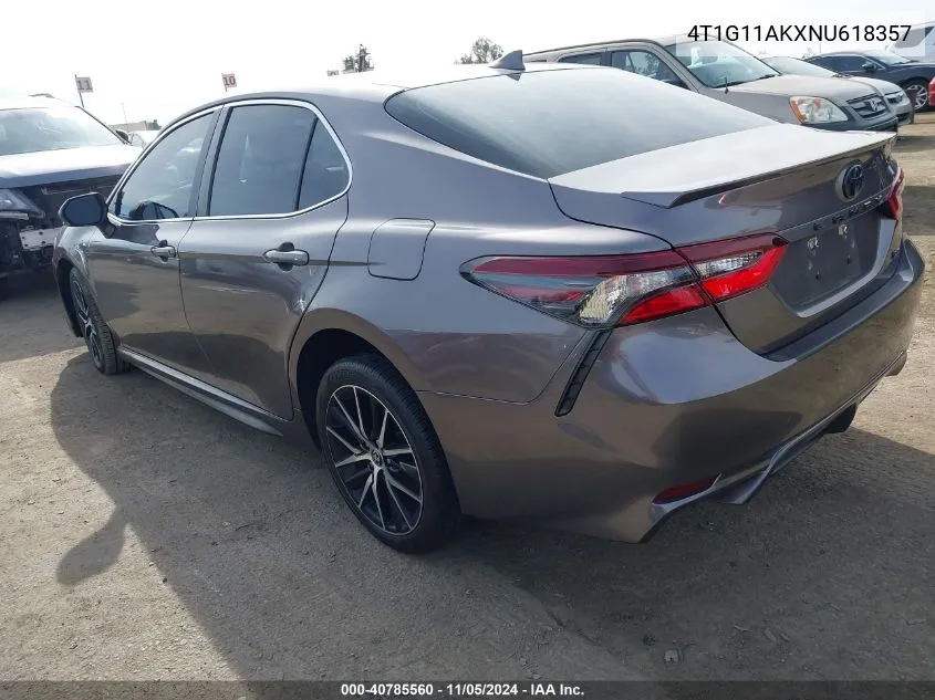 2022 Toyota Camry Se VIN: 4T1G11AKXNU618357 Lot: 40785560