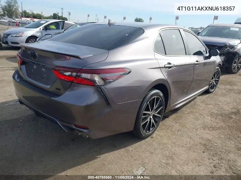 2022 Toyota Camry Se VIN: 4T1G11AKXNU618357 Lot: 40785560